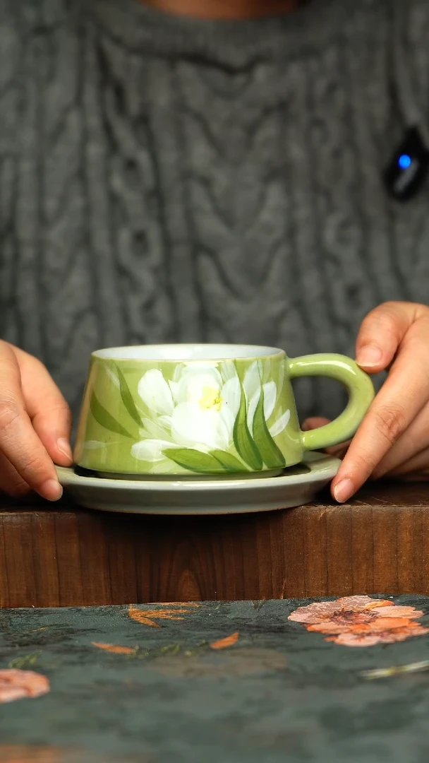 杯釉下彩手工手绘同款陶器