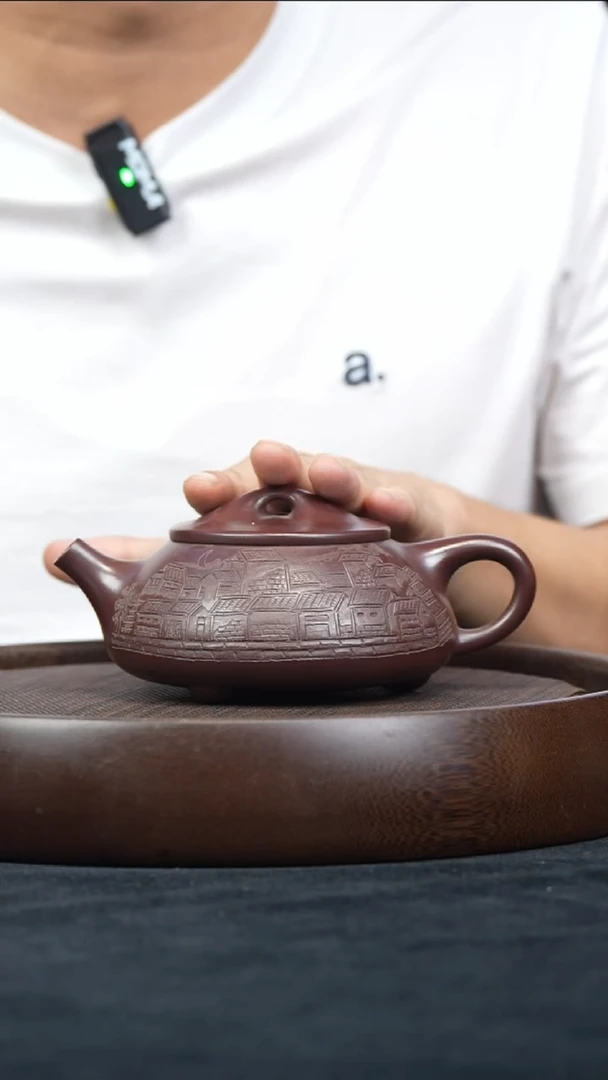 宜兴紫砂壶石红景舟石瓢460cc