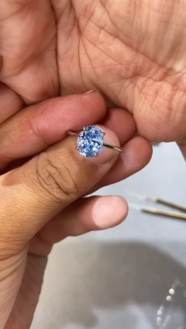 海蓝宝石戒圈银S925镶嵌........