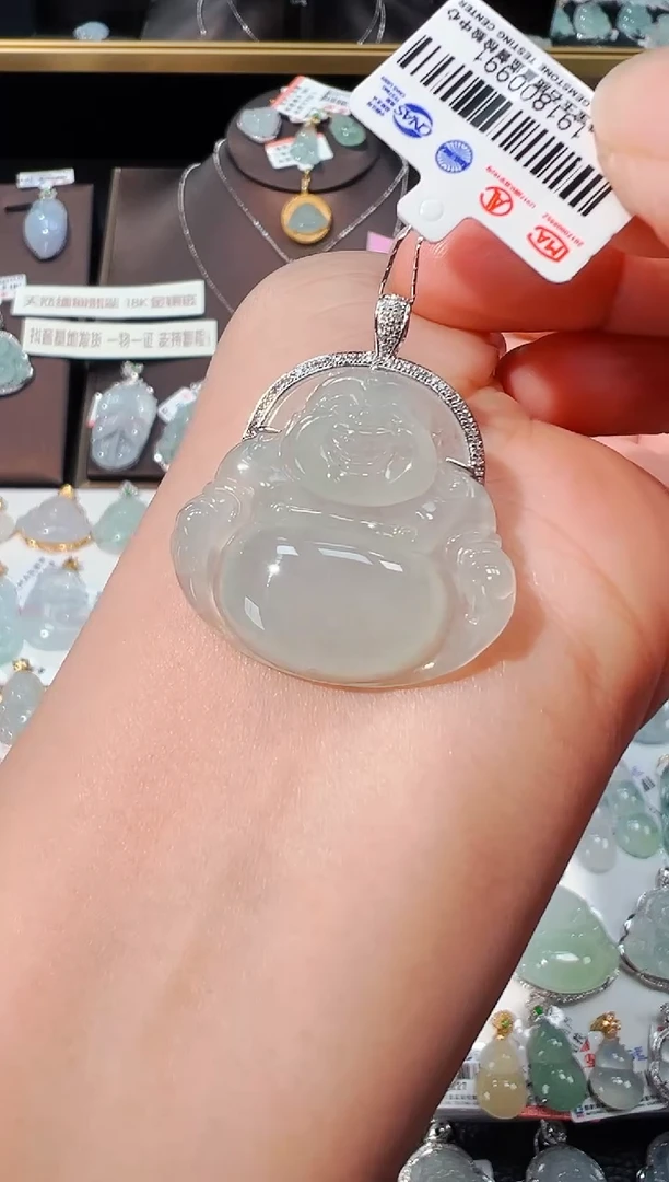 【闪购商品】翡翠颈饰18K金镶嵌佛公吊坠991