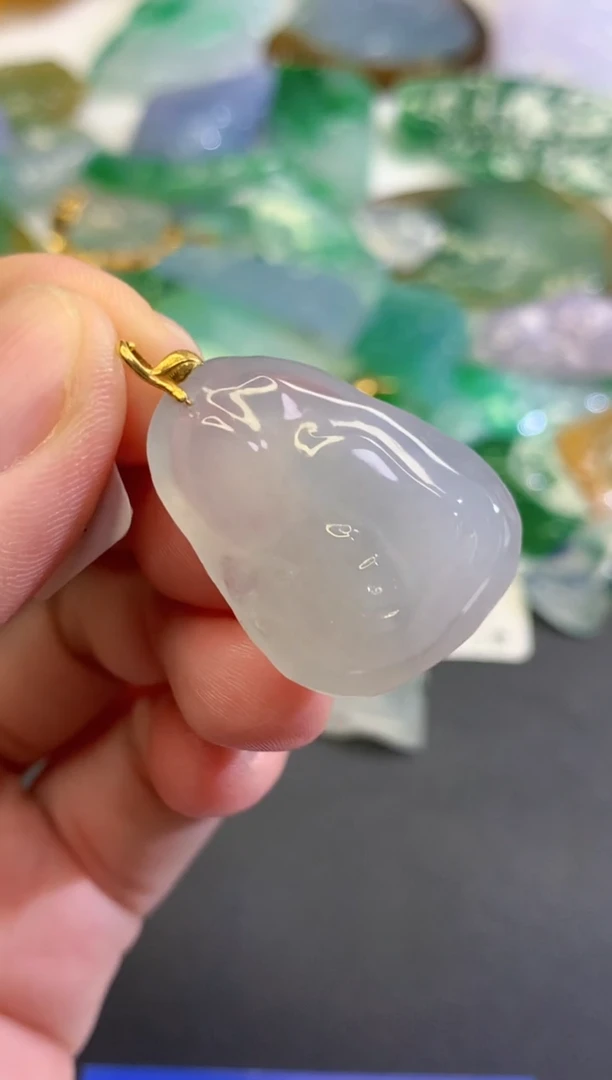 翡翠18K金镶嵌吊坠(不含链)5474