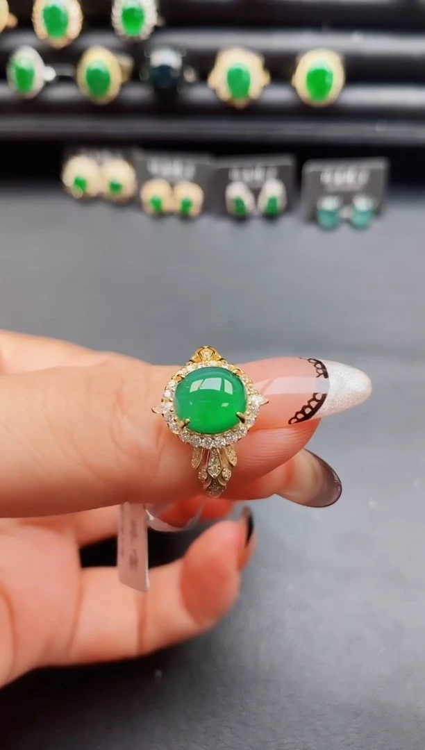 翡翠戒指银S925镶嵌5080