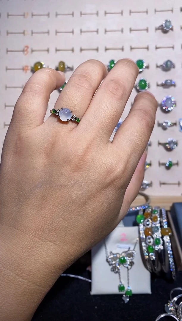 银S925镶嵌戒指翡翠戒指