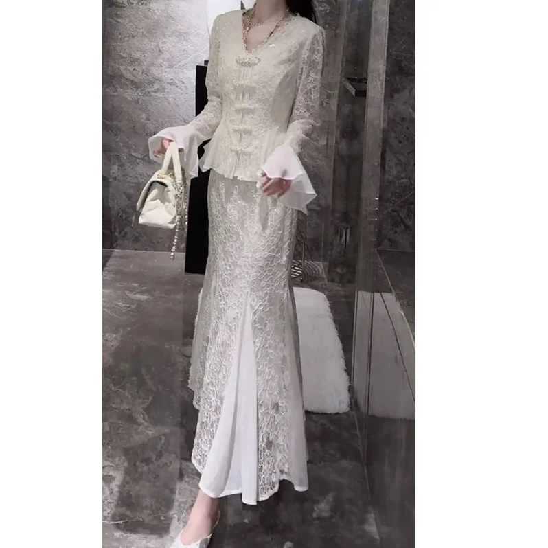 复古纯色法式气质名媛/淑女显瘦轻奢优雅时尚套装----7223