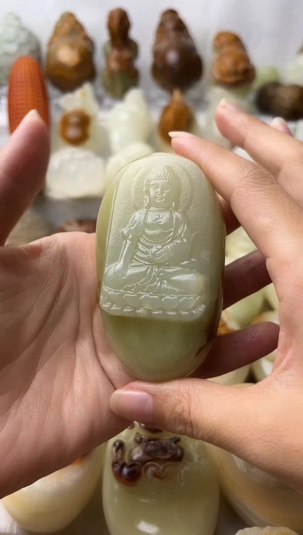 石材天然方解石棉纹正常介意勿拍不退换大日如来微瑕