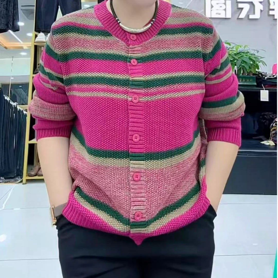 秋冬长袖常规款保暖圆领条纹毛针织衫针织女