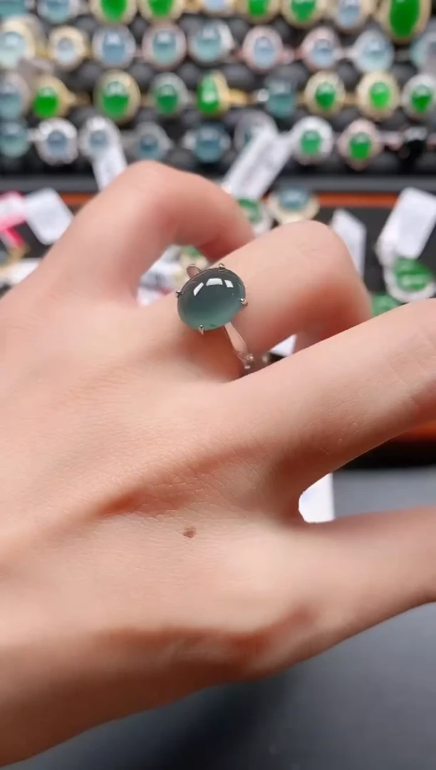 银S925镶嵌戒指翡翠111