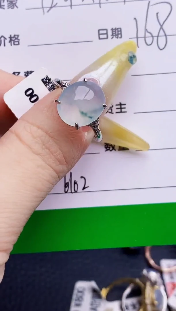 银S925镶嵌戒指翡翠6102