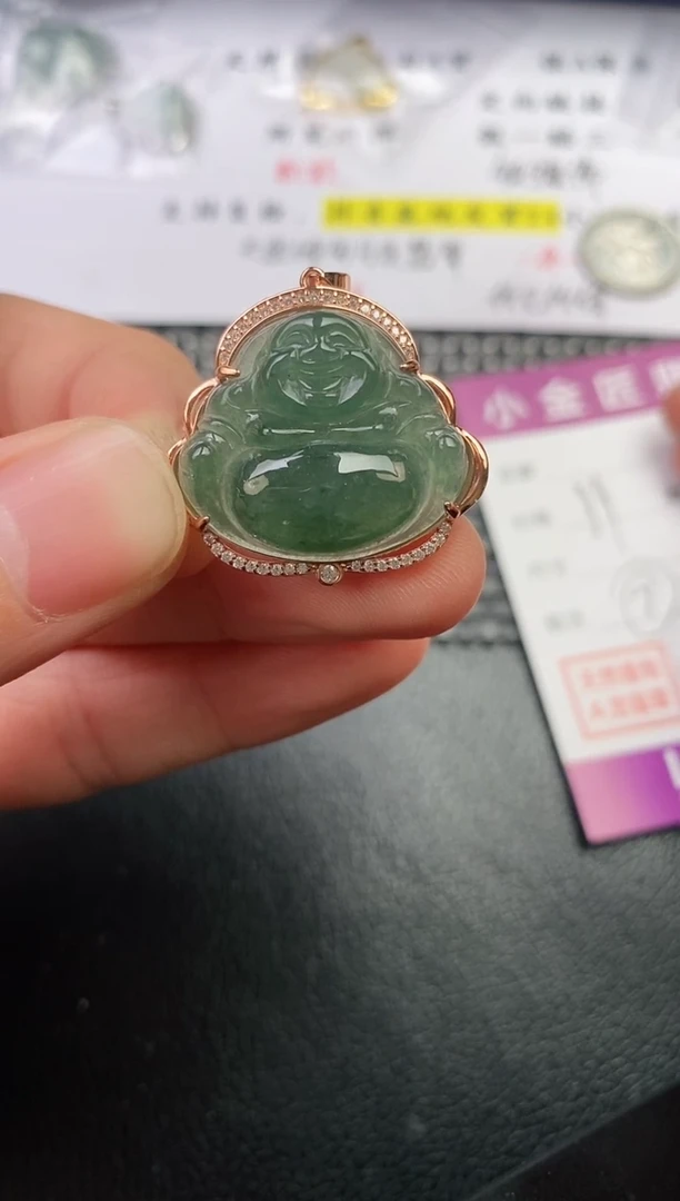 颈饰银S925镶嵌翡翠花**影挂件