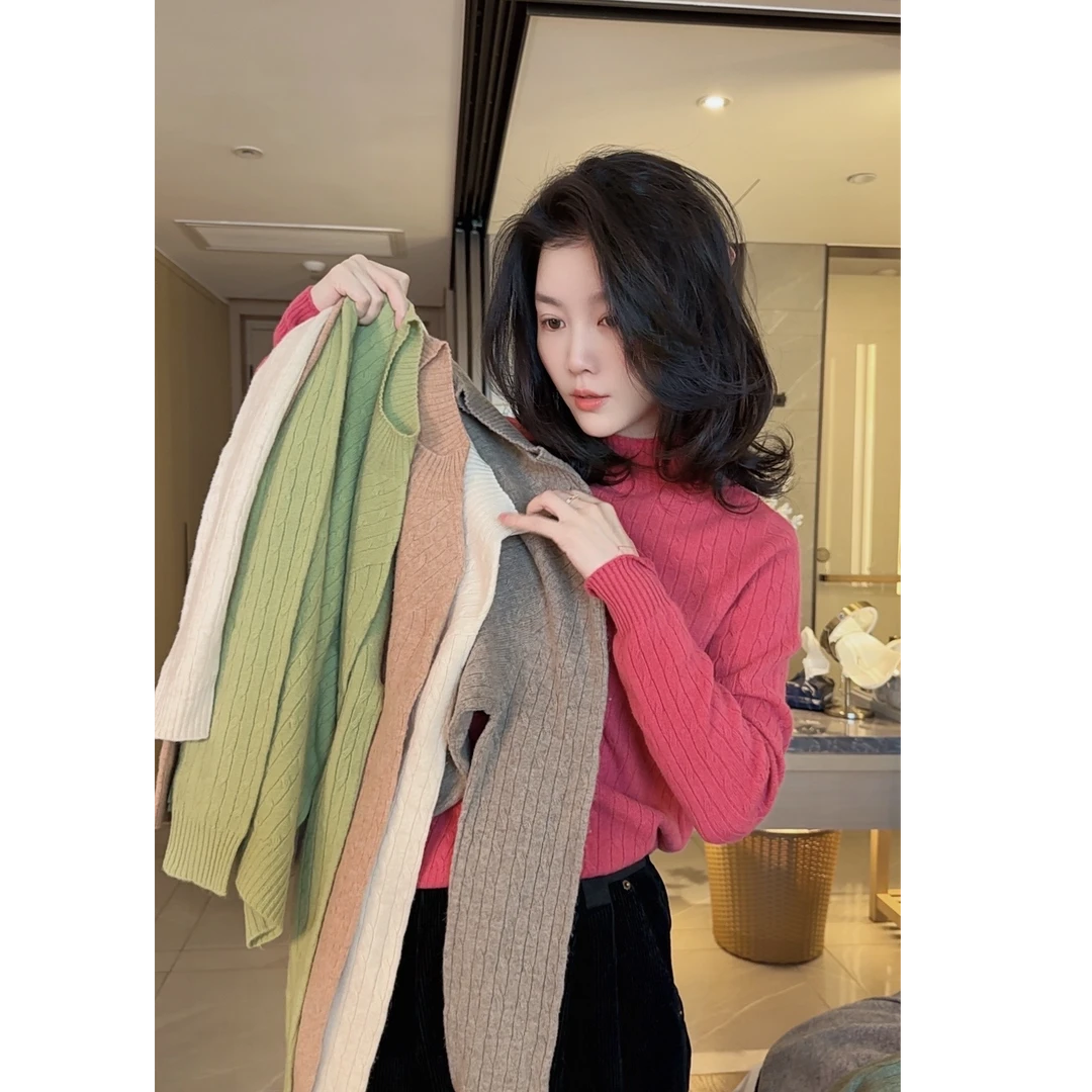 【悦悦专属】糖果色半高领甜美打底衫针织上衣S384