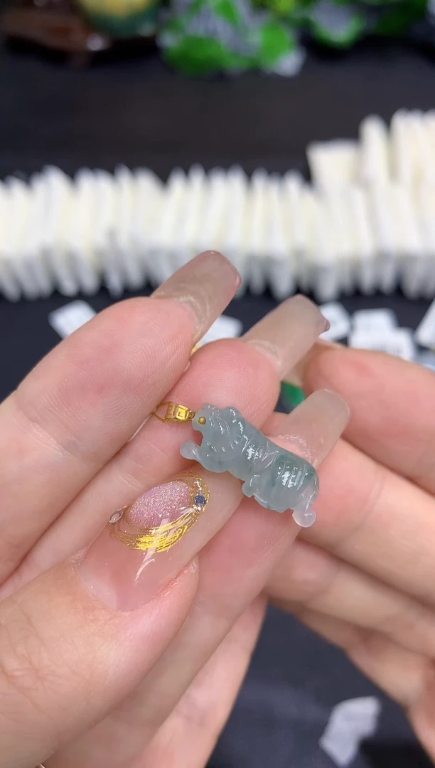 翡翠18K金镶嵌吊坠(不含链)11111