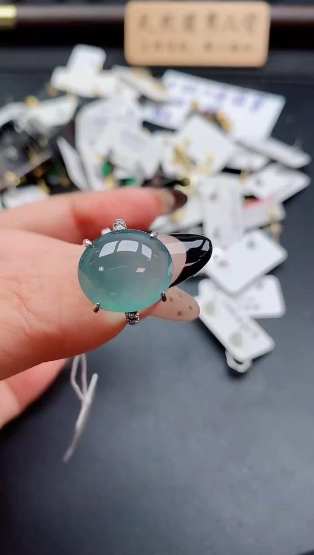 银S925镶嵌戒指翡翠1