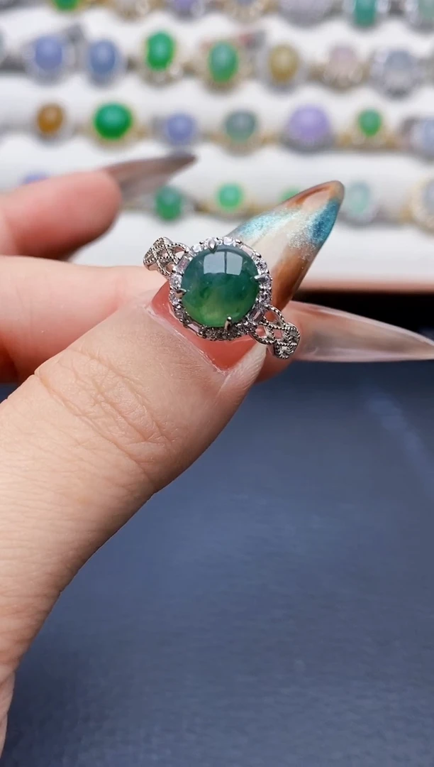 银S925镶嵌戒指翡翠6013