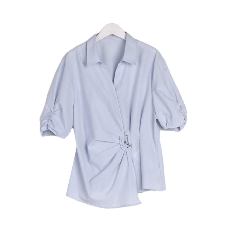 2025春夏不规则V领长袖衬衫XJ