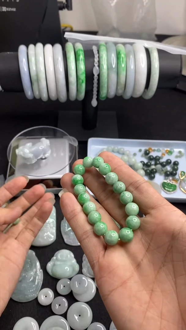 未镶嵌手串翡翠翡翠珠子黄阳绿