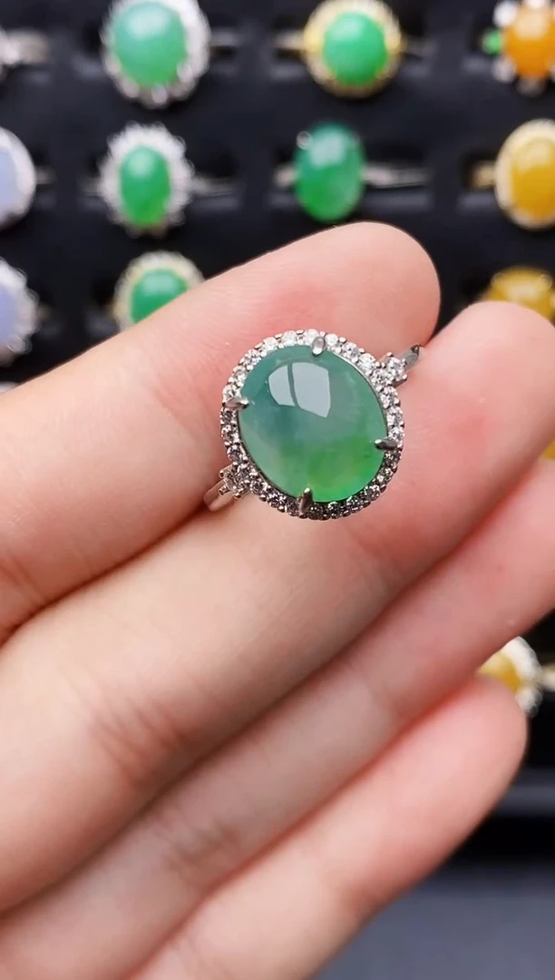 银S925镶嵌戒指翡翠8046