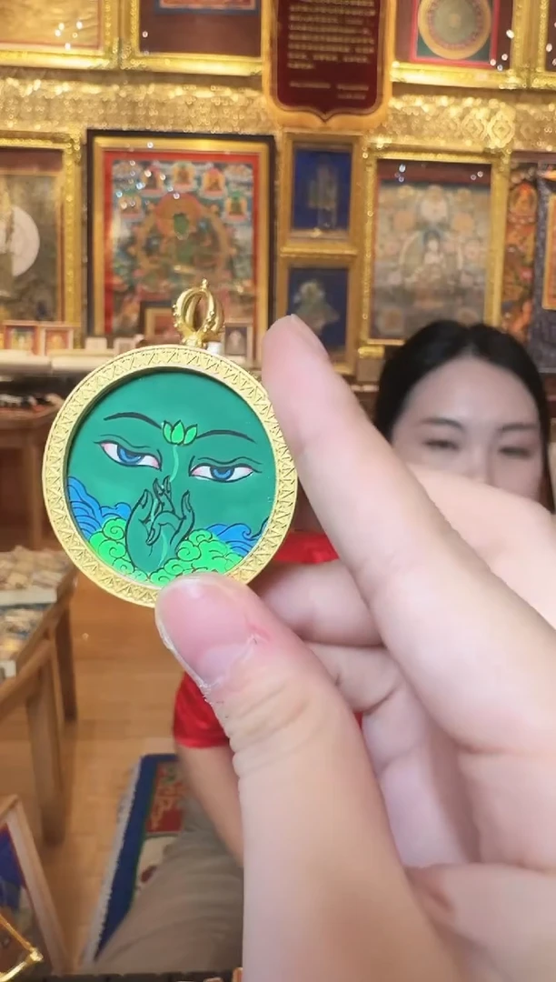 吊坠绿妈妈 热贡纯手绘唐卡