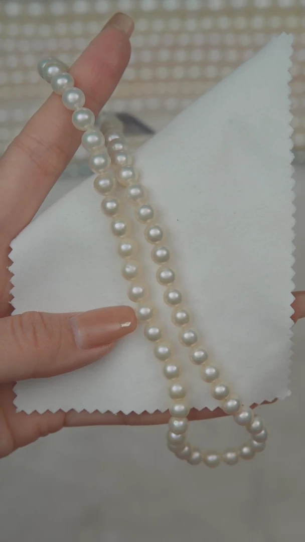 【闪购商品】淡水珍珠项链银S925镶嵌6.5-7.5mm