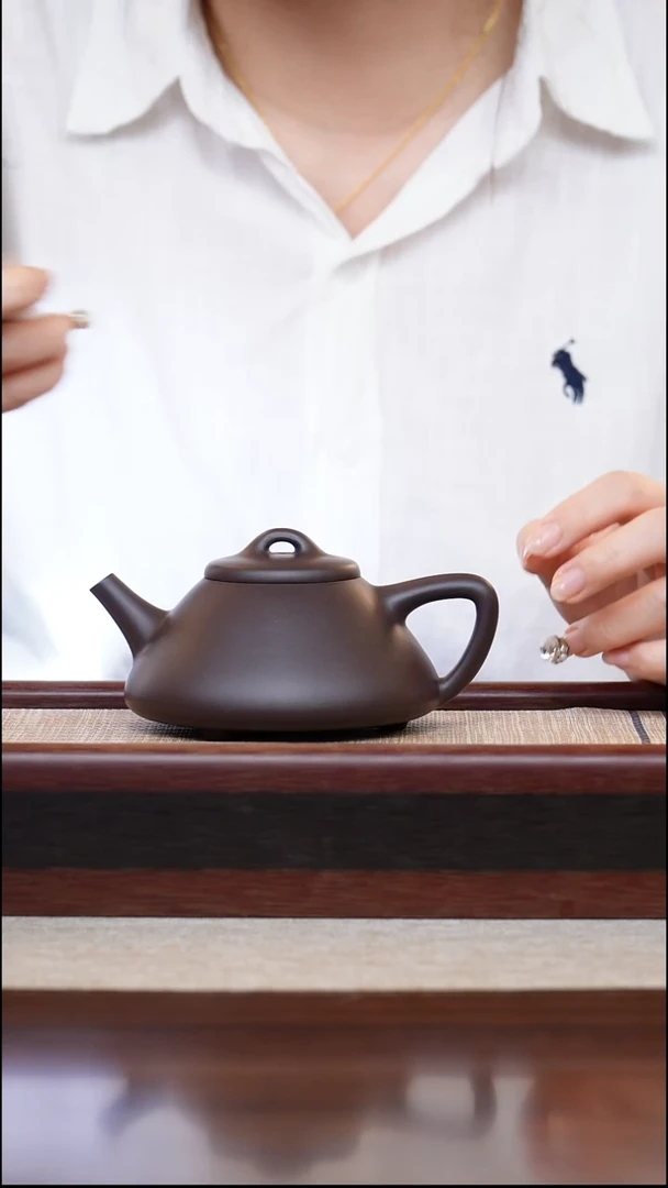 紫泥子冶石瓢240cc宜兴手工紫砂壶
