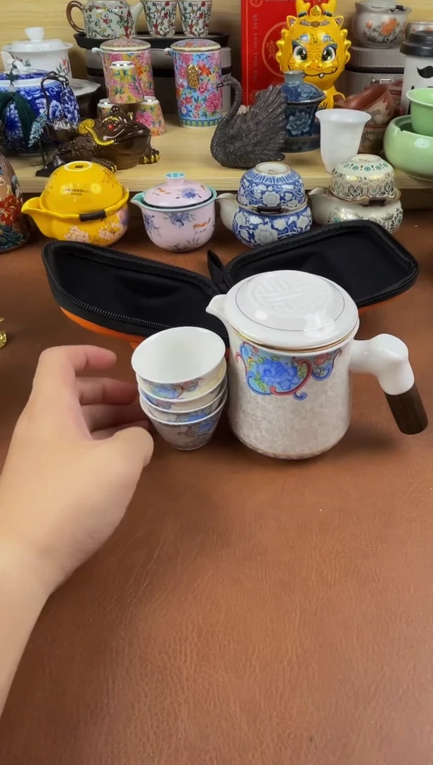 陶瓷茶具摆件旅行套组