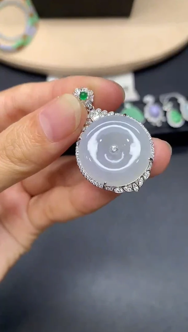 翡翠银S925镶嵌吊坠(不含链)平安扣【多样性发其一】