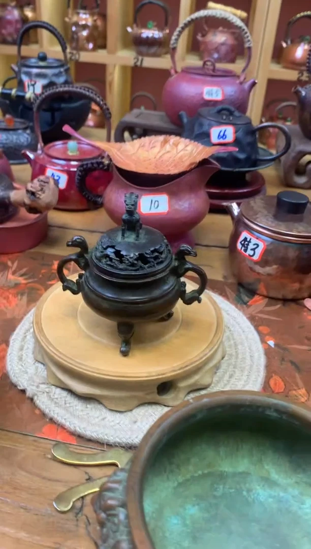 精炼铜双龙小香炉