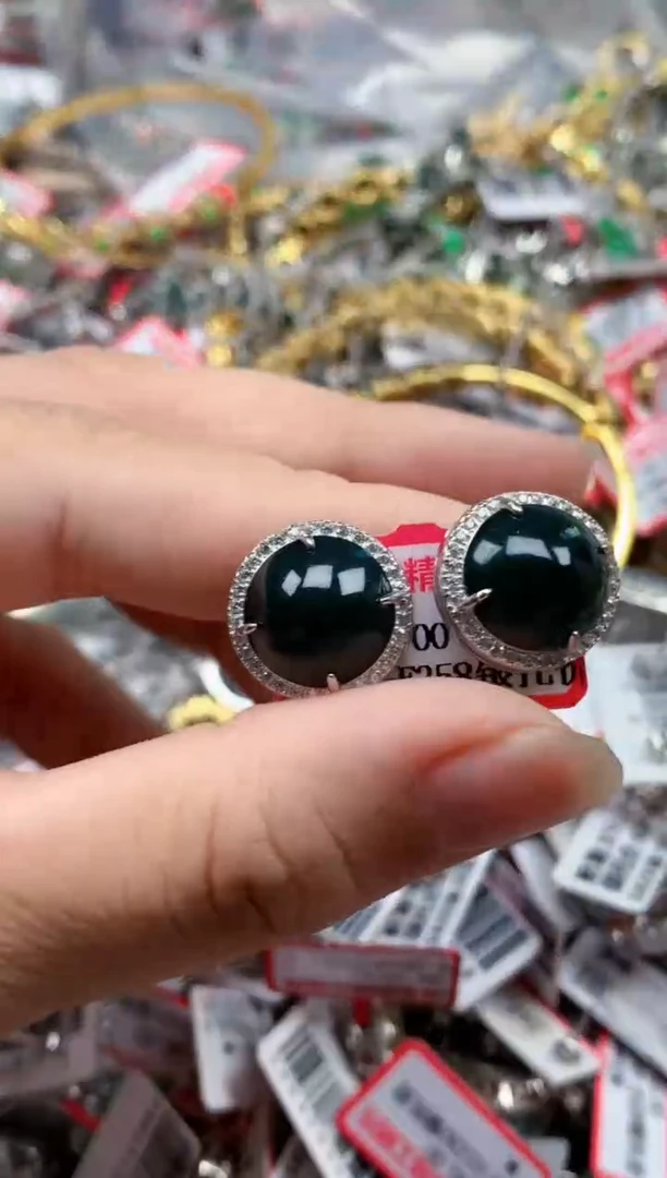 银S925镶嵌戒指翡翠天然A货缅甸翡翠