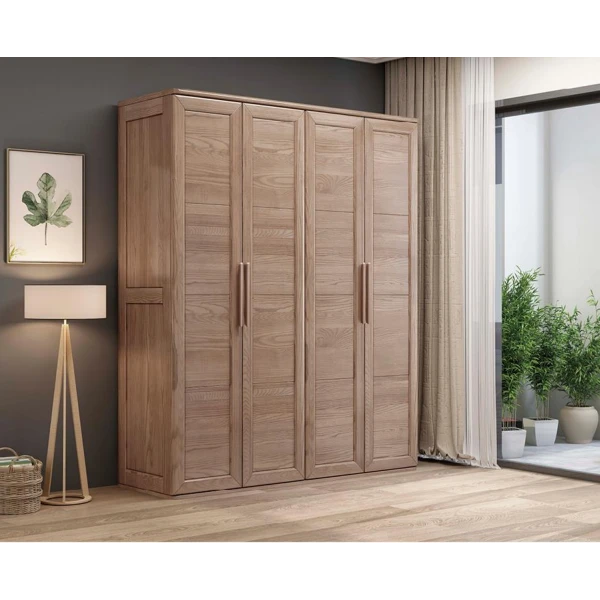 华日嘉屋白蜡木三门四门衣柜卧室家用木质简约主卧室六门实木衣柜