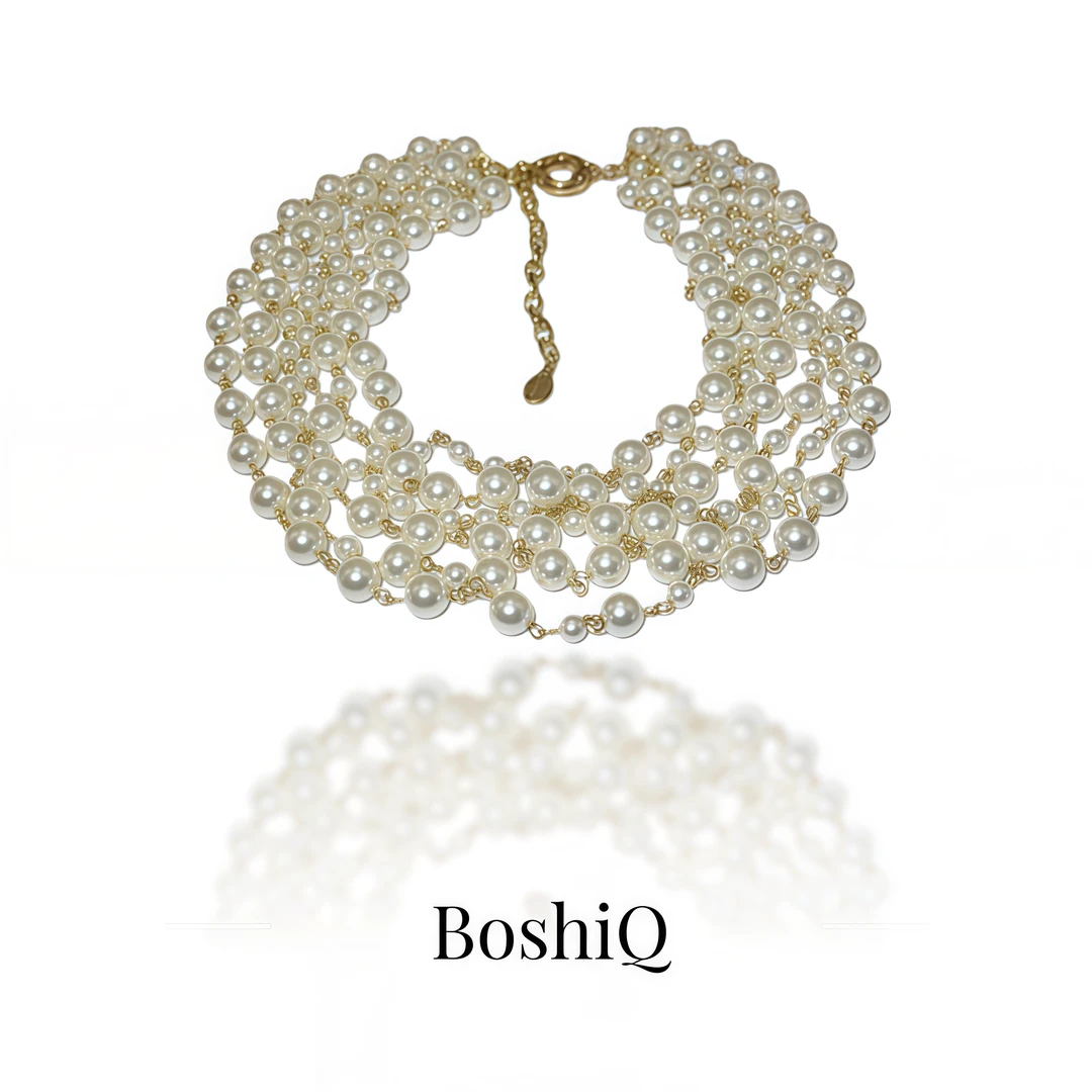 铜合金仿珍珠项链 BoshiQ金枝蔓系列复古满天星仿珍珠气质轻奢
