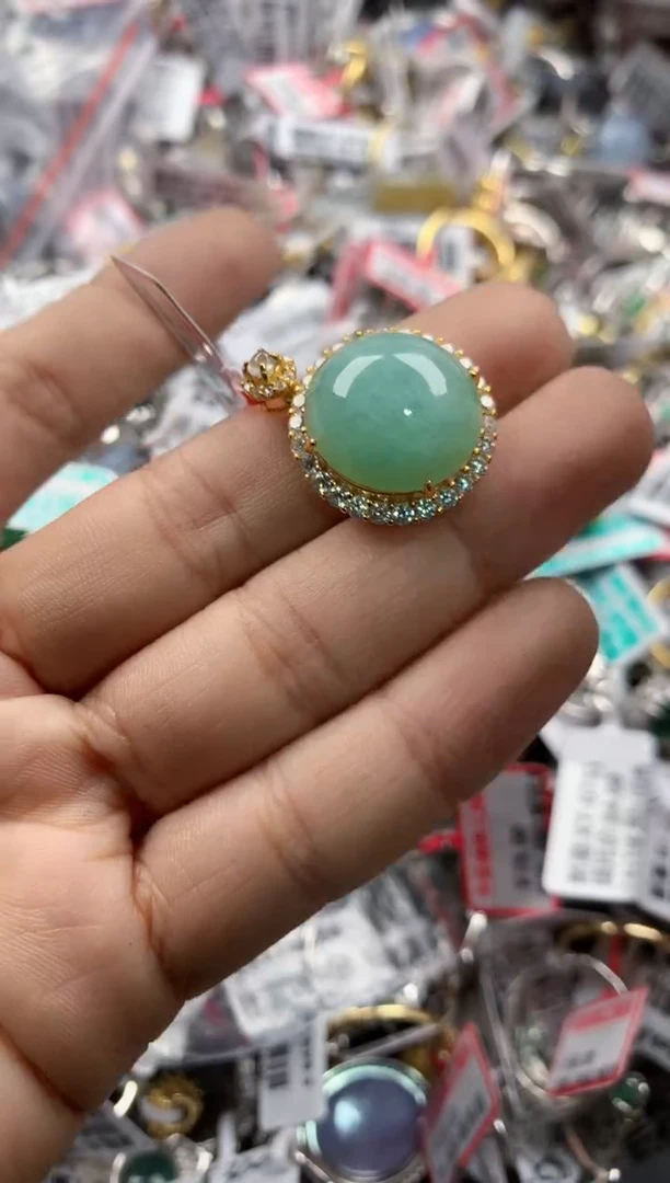 银S925镶嵌戒指翡翠888   9