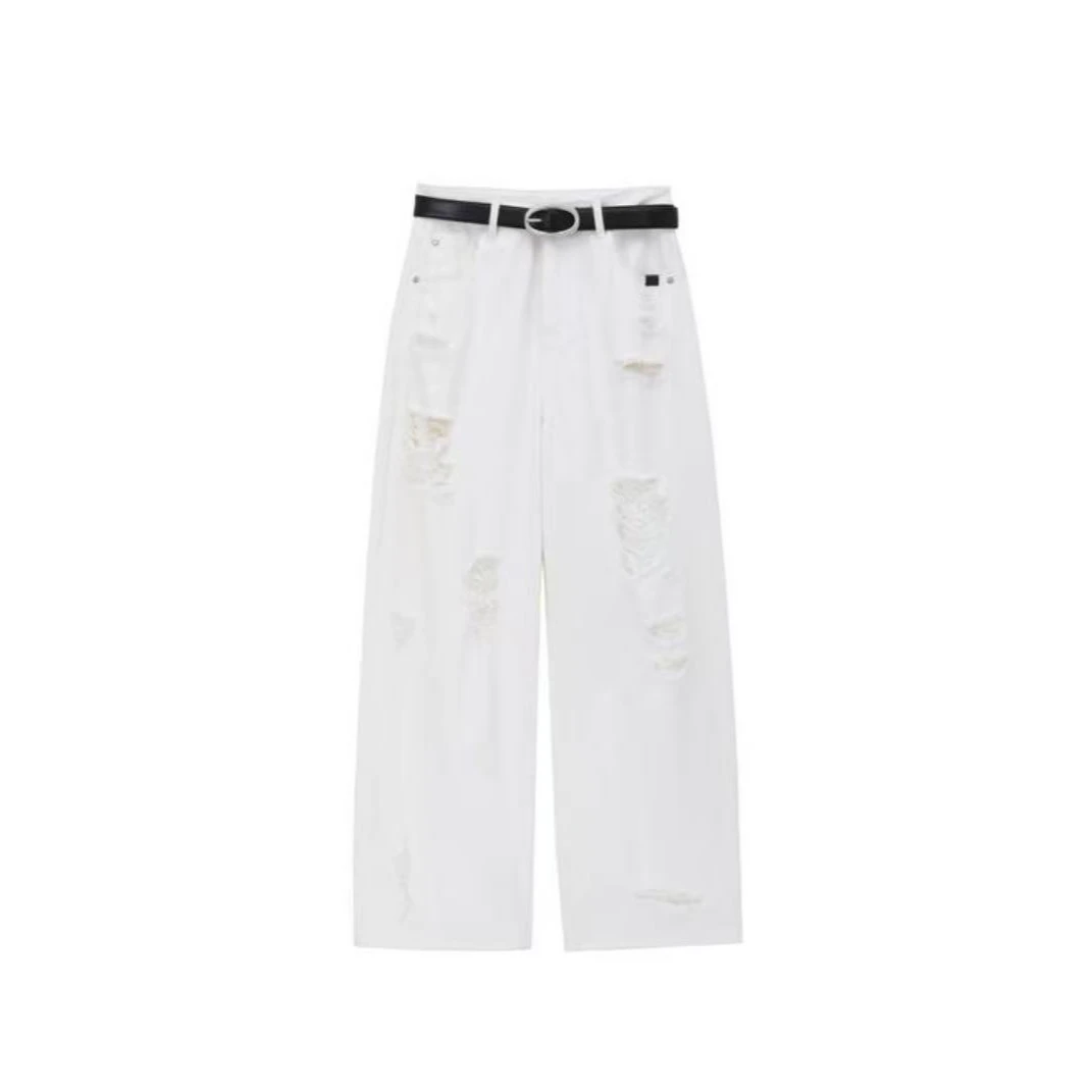 【ZS推荐】AVVENN新品高腰时尚休闲夏季拼破洞长裤AL31302675