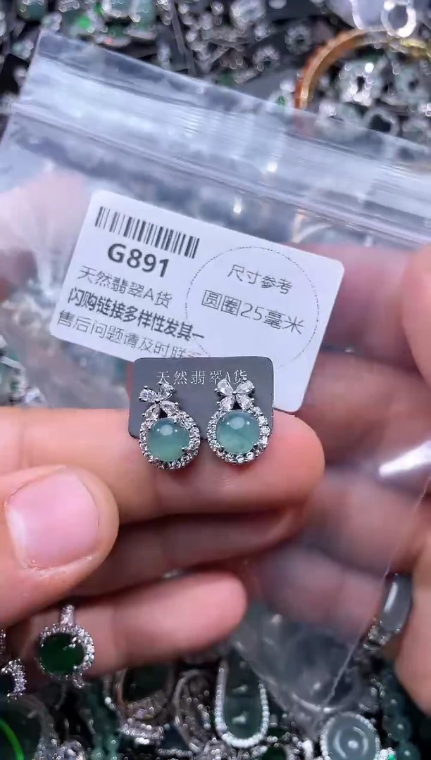 【闪购商品】翡翠颈饰未镶嵌G891耳钉