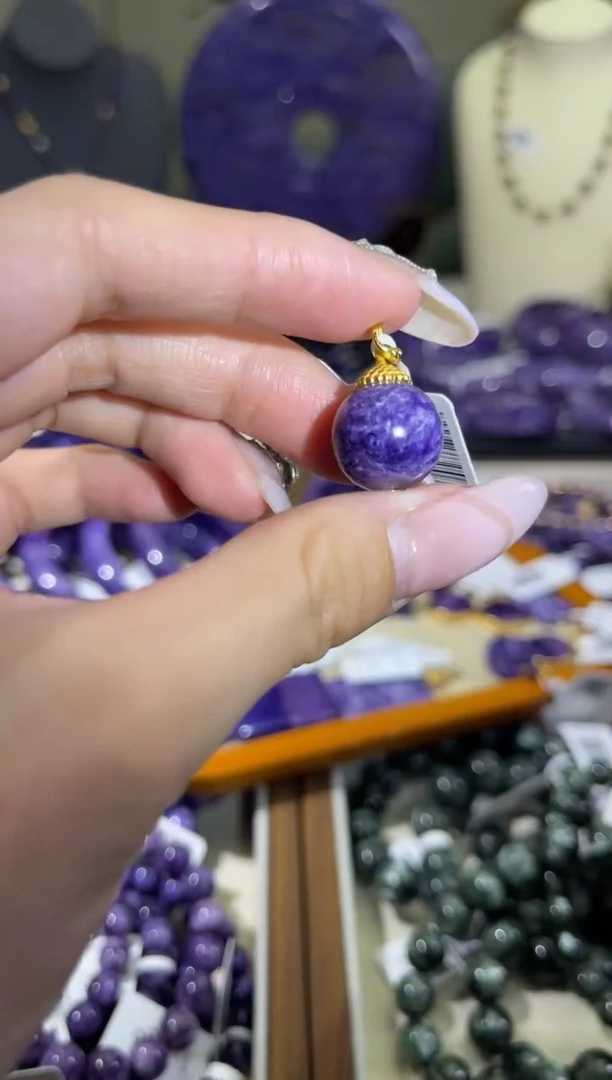 银S925镶嵌查罗石（紫龙晶）吊坠14