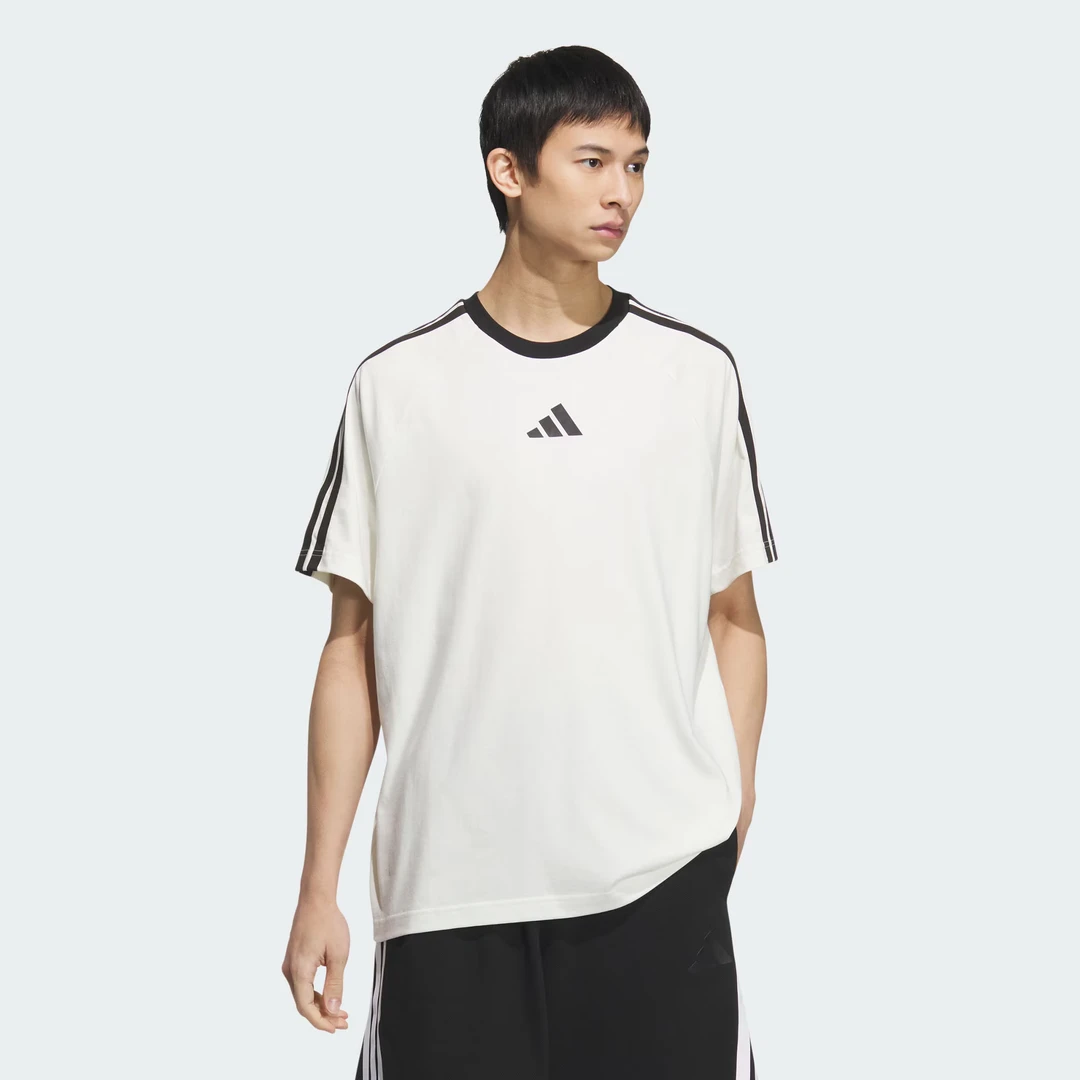 adidas/阿迪达斯男款3-STRIPES 纯棉运动休闲短袖圆领T恤-KC3867