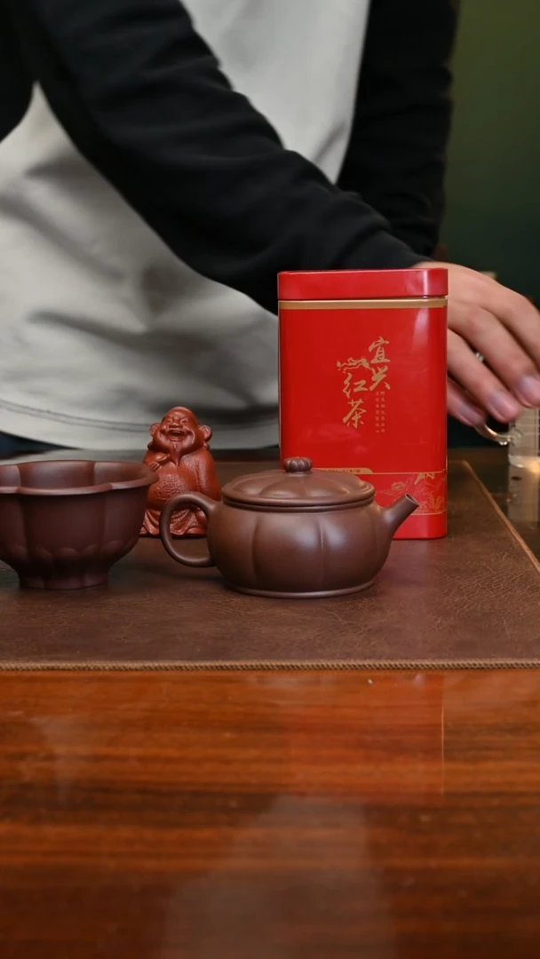 【闪购商品】紫砂茶壶八瓣锦囊底槽青120cc