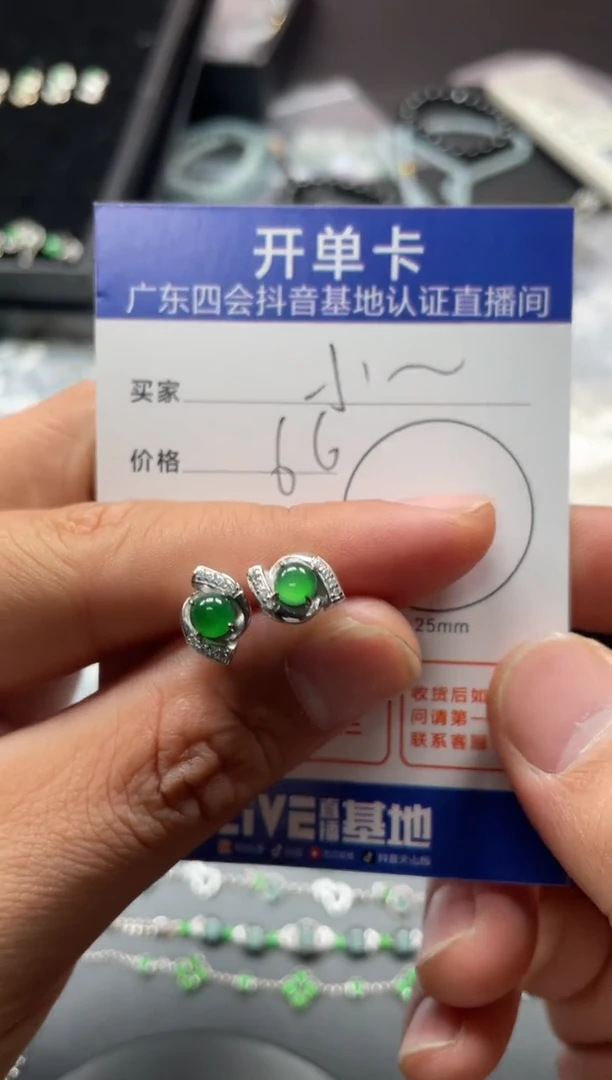 颈饰未镶嵌翡翠小*桐耳钉