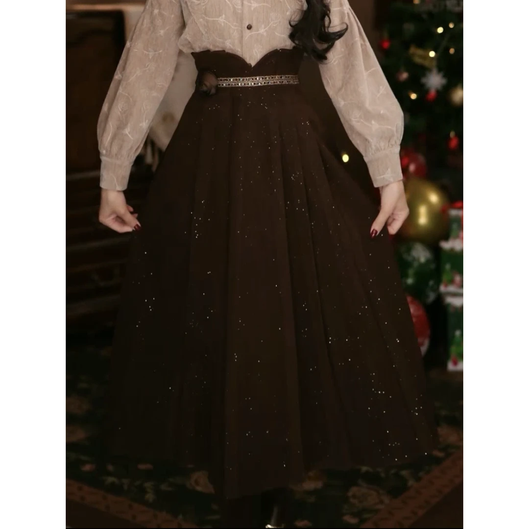 【向溪】港味复古显瘦百搭加厚半身裙30555