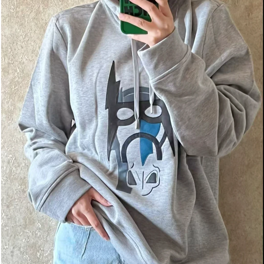 全新未使用 Hermes/爱马仕 马头图案印花连帽卫衣/M码