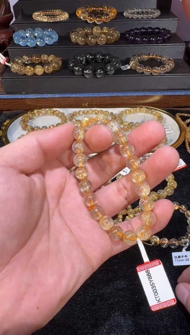 未镶嵌手串发晶SJ-434金发晶9m+