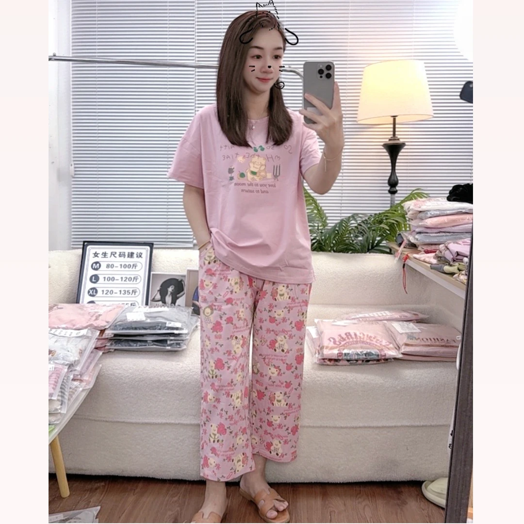 夏季女士爽棉短袖休闲风柔软家居服可外出换