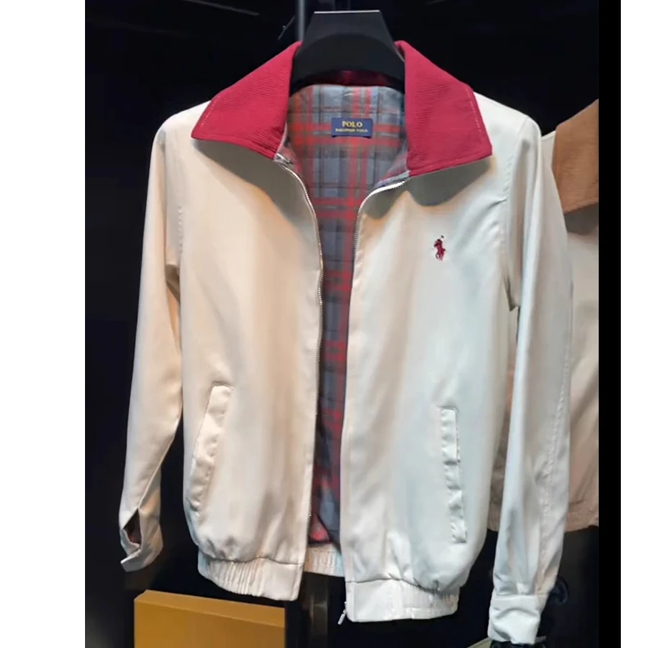 2025新款老钱风外套男士秋季高级感时尚红色翻领上衣潮流痞帅夹克