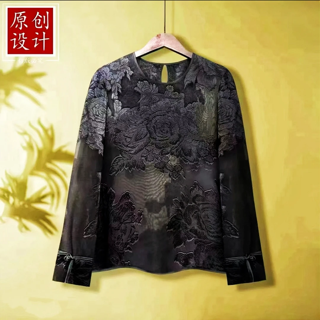 1699-11（牡丹花开）长袖上衣新款舒适时尚小衫