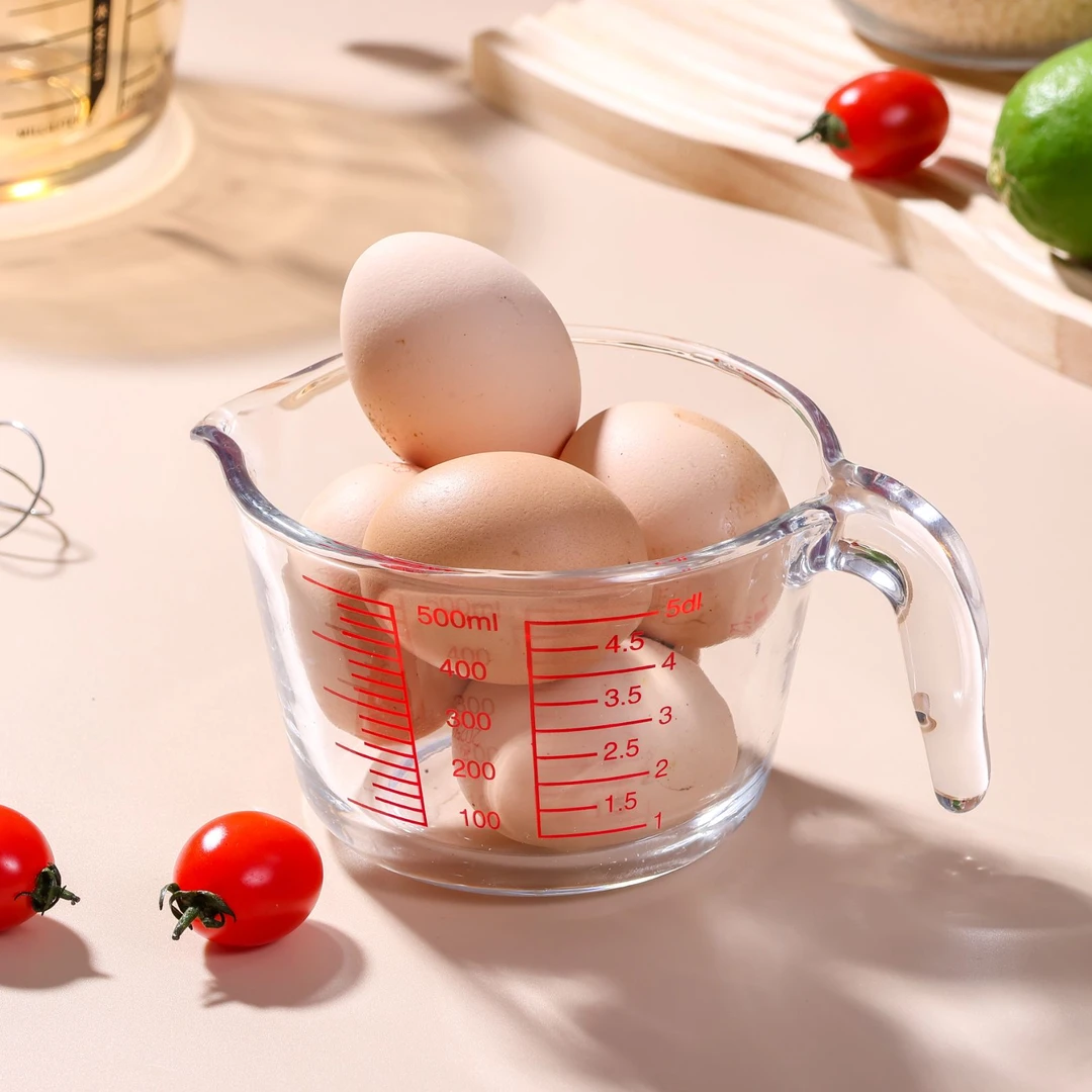 媚家500ML加厚玻璃量杯多功能奶杯家用厨房多功能带刻度耐热