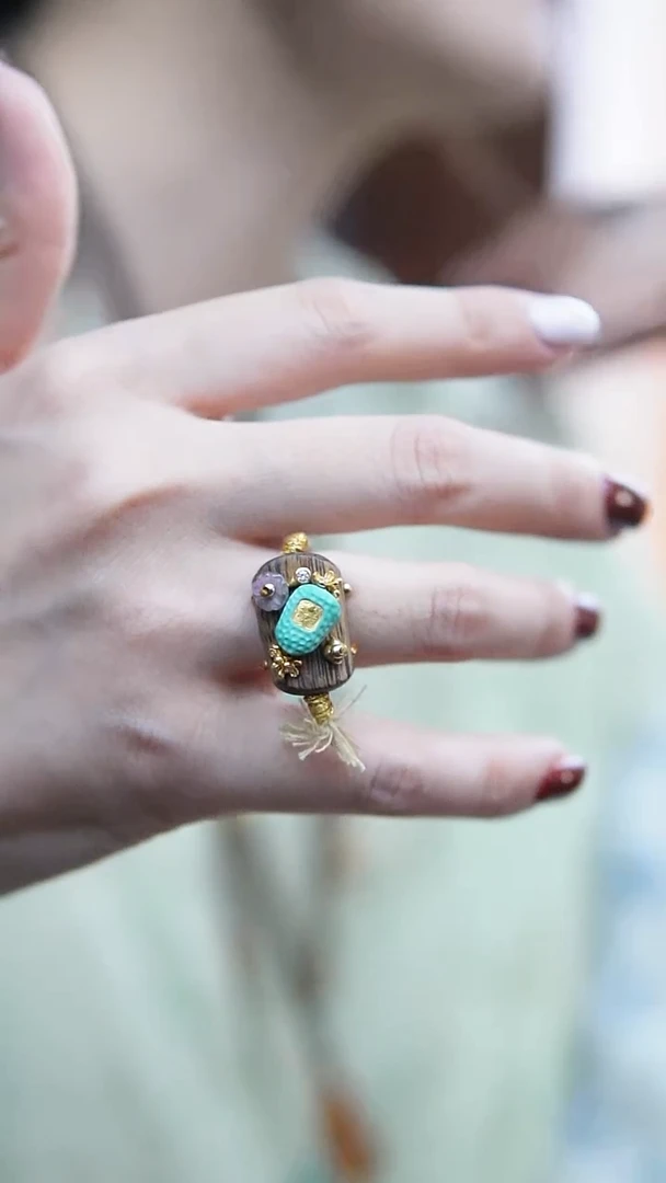 沉香手串*戒指设计款*搭配绿松原石*点缀18k真金