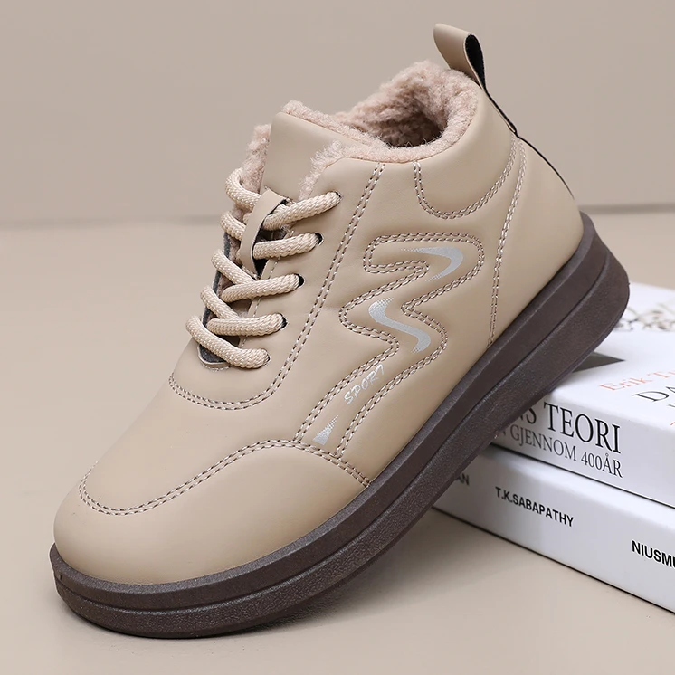 冬季加绒加厚雪地靴百搭妈妈鞋厚底保暖防寒面包鞋大棉中老年棉鞋