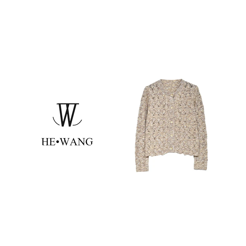 HW 长袖镂空不褪色圆领纯色毛衣套头毛针织衫-2374