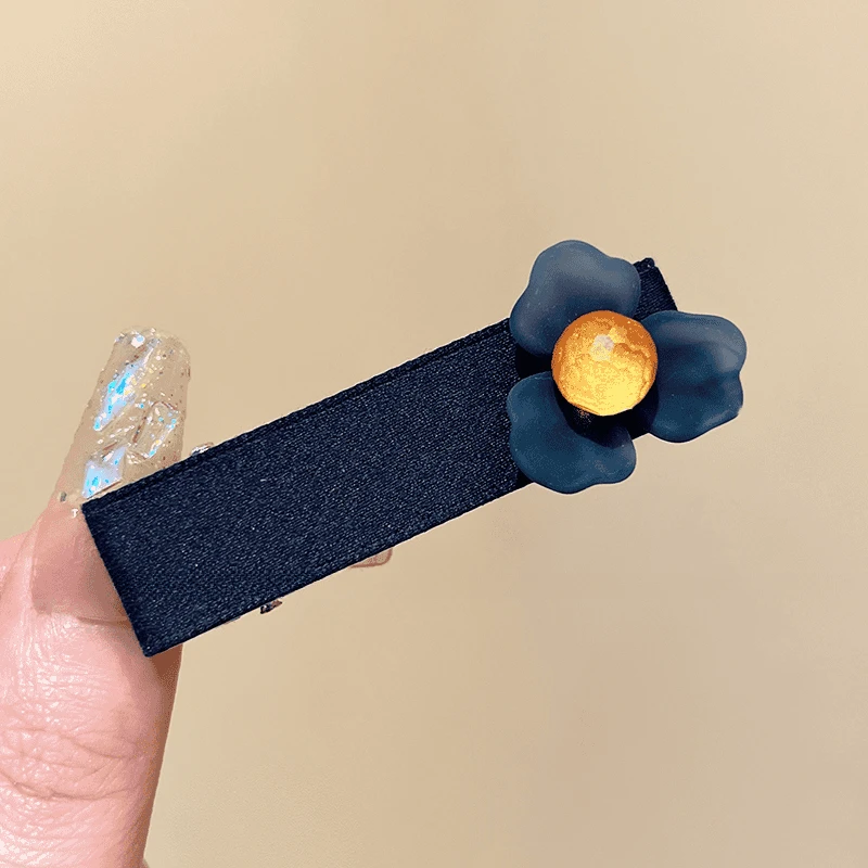 三瓣花~雾蓝花朵发夹女韩系高端侧边夹前额刘海夹2025新款碎发夹