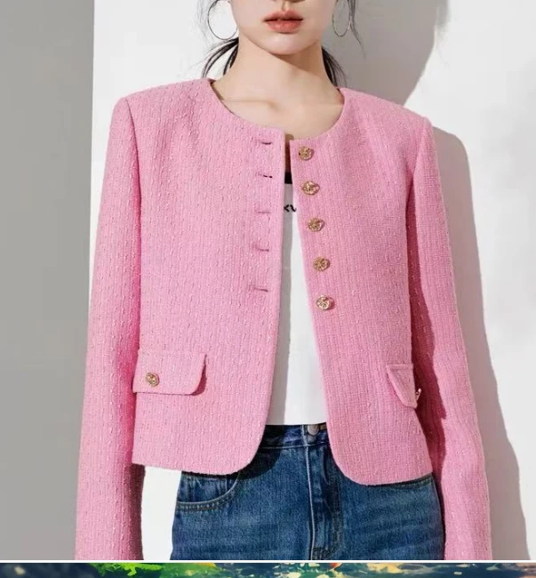 25年早春新款减龄款樱花粉西装外套WT001(29709）