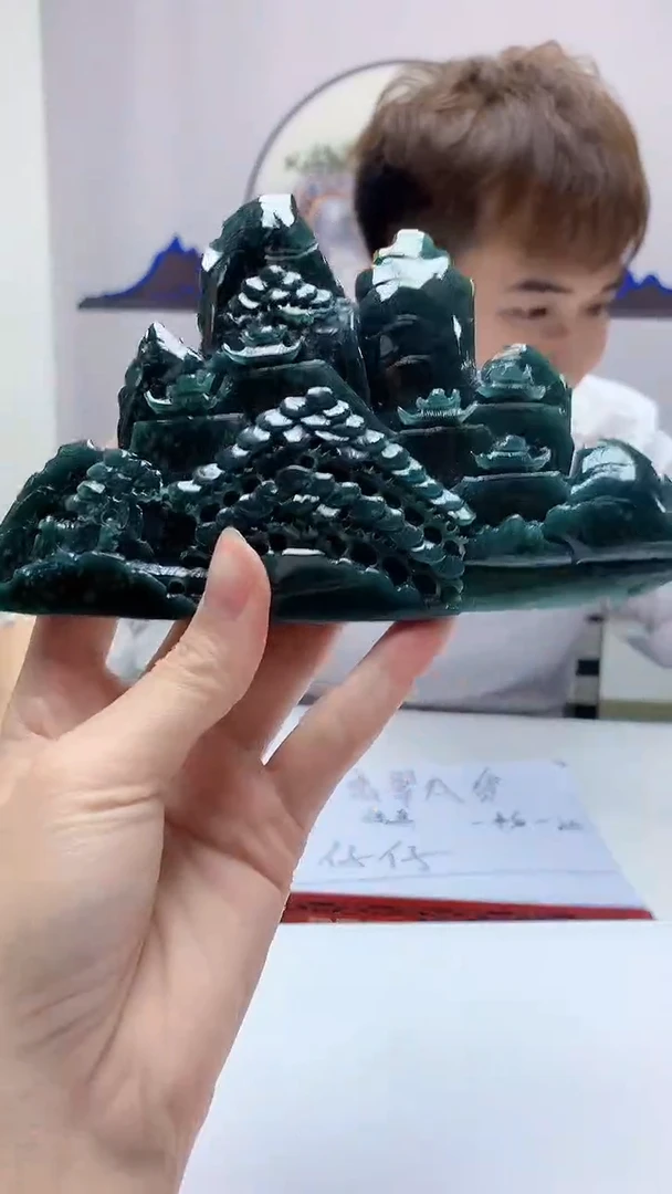 【闪购商品】定制翡翠未镶嵌4868zm-毛货摆件赠底座山水285