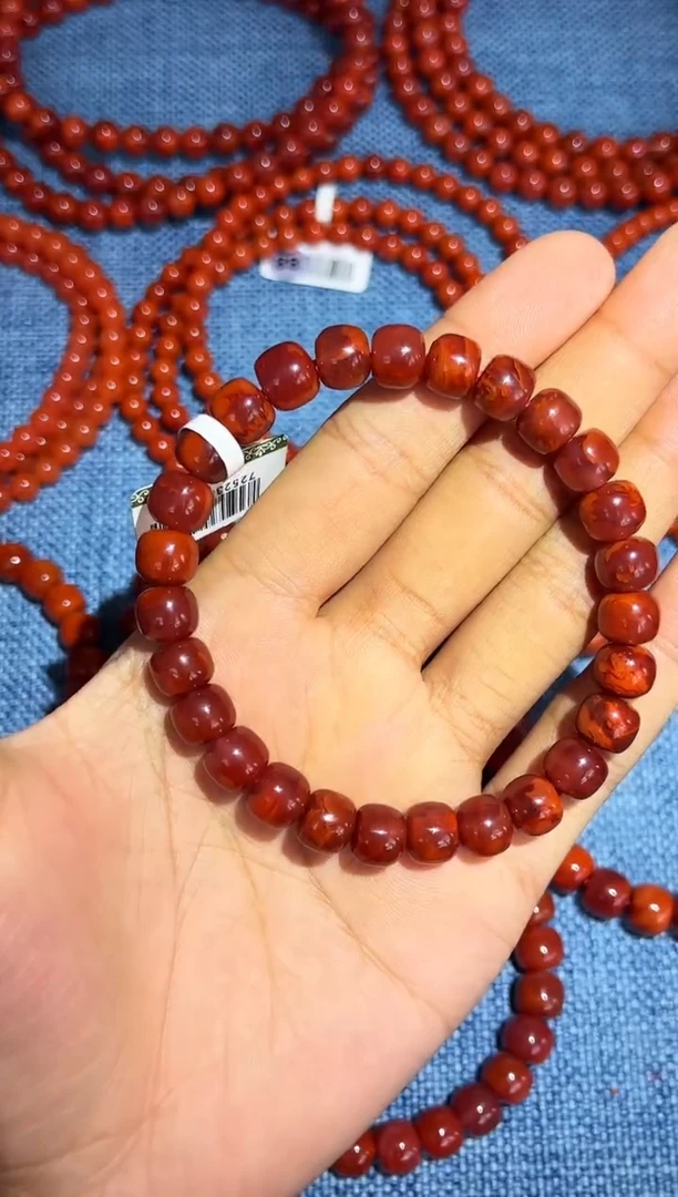 未镶嵌手串南红玛瑙A13凉山瓦西料牛血火焰老型8mm